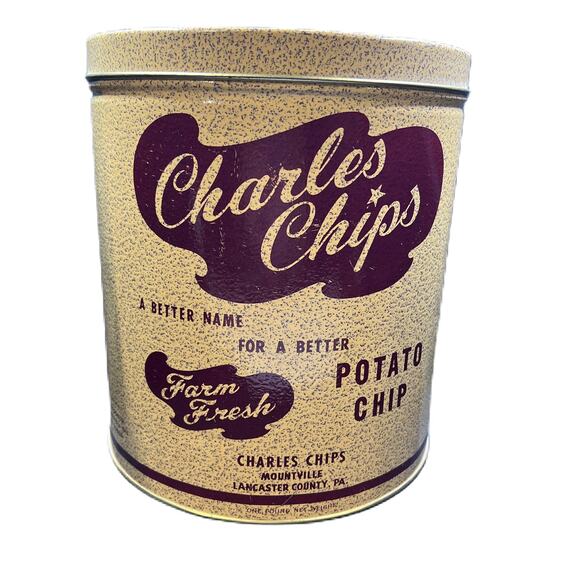 Vintage Charles Chips Potato Chip Tin 1960s - Picture 1 of 8